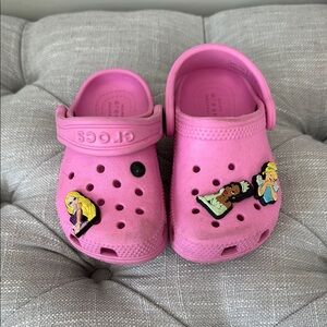 CROCS Kids Pink Slippers with Princess Accents
